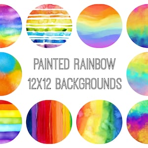 Painted rainbow backgrounds Rainbow watercolor digital images, printable digital backgrounds, rainbow clipart image 3