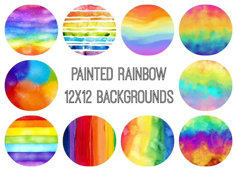 Painted rainbow backgrounds Rainbow watercolor digital images, printable digital backgrounds, rainbow clipart image 3