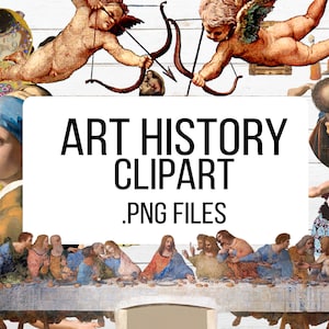Elementos de collage de historia del arte / imágenes prediseñadas digitales / 30 archivos .png / Imágenes prediseñadas de pinturas famosas / Imágenes de diario basura