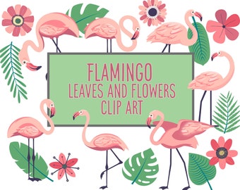 Flamingo tropical digital clip art png files