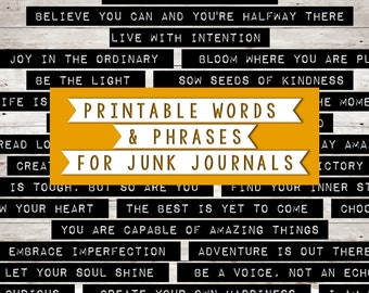 Words and phrases for Junk Journals, digital scrapbooking, collage | digital clip art | 9 .jpg sheets A4