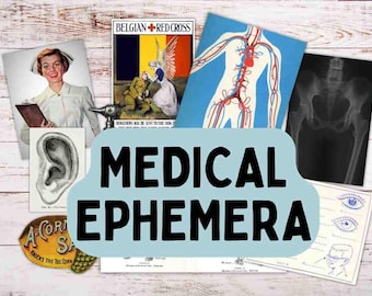 Éphémères médicaux vintage : collage numérique d'images pour des revues indésirables (téléchargement PNG et PDF)