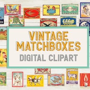 Gráficos Vintage Matchbox / imágenes prediseñadas digitales / archivos 25.png / Imágenes prediseñadas de collage