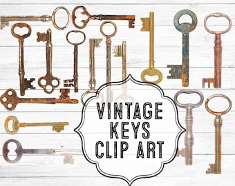 Vintage keys | digital clip art | 13 .png files