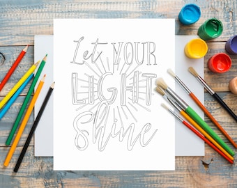 Let your light shine | printable coloring page 8.5x11 inches