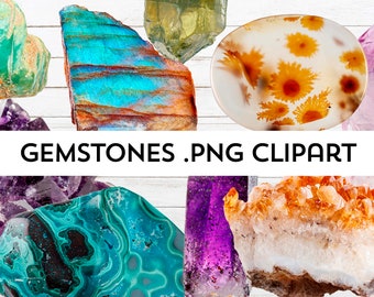 Gemstone / crystals clip art pack - 50 .png files, photographic crystal clipart
