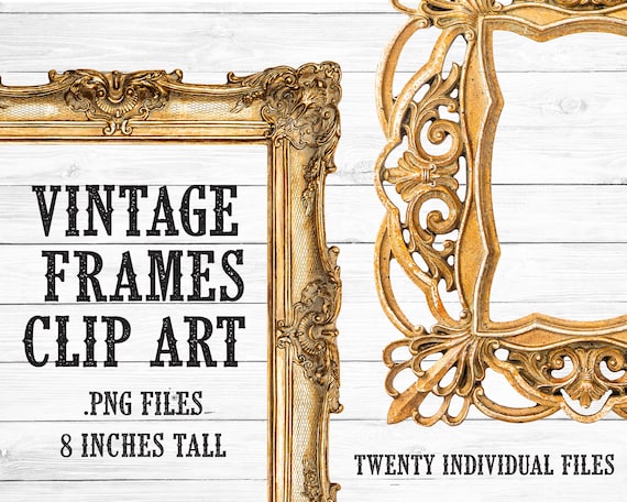 Twenty Vintage frames | digital clip art | 8 inch tall .png files 