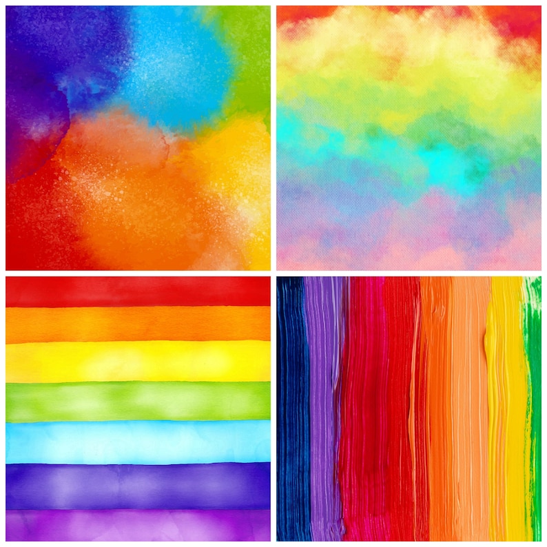 Painted rainbow backgrounds Rainbow watercolor digital images, printable digital backgrounds, rainbow clipart image 8