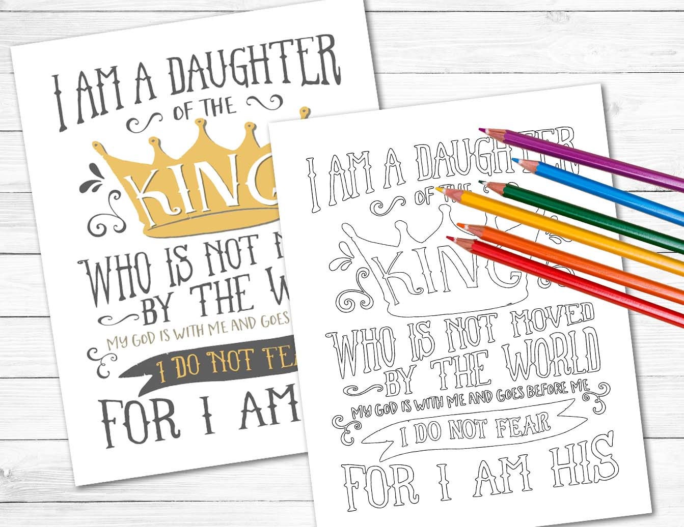 Daughter of the King Coloring Page 8.5x11 Inches - Etsy