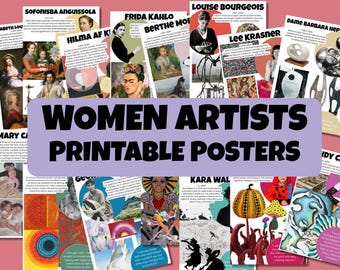Mujeres artistas / Pósters imprimibles para el aula / Conjunto de 16 / Del Renacimiento al Contemporáneo