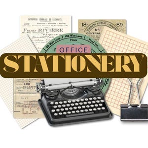 Vintage Office Ephemera: Digital Collage Paper Images (PNG, 300dpi)
