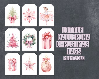 Watercolor pink Ballet holiday tags | Little Ballerina Printable GIFT TAGS | diy holiday art