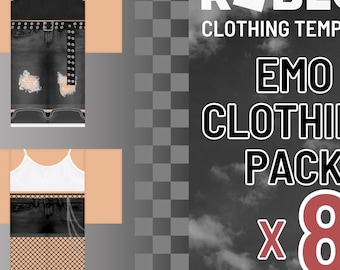 Emo Clothing Pack x8 - Roblox Clothing Templates - Digital Download - Transparent Background