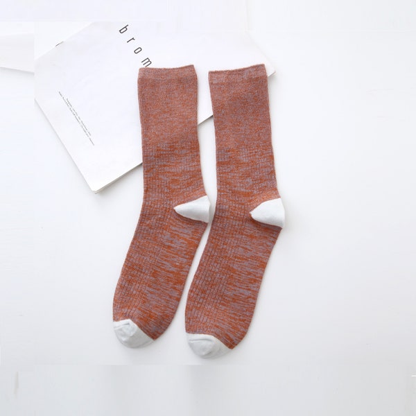 Hemp Cotton Socks - Single Pair non-binding diabetic socks, Eco-friendly Organic Cotton Crew Socks for cold feet, camping socks