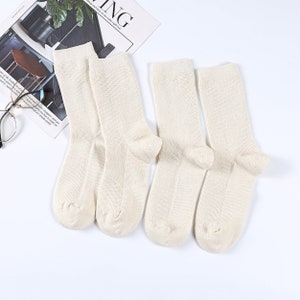 Hemp Socks, Organic Cotton Socks, Natural White, Unbleached, Undyed Four Pairs Raw Hemp Non-binding Socks, Perfect Gift