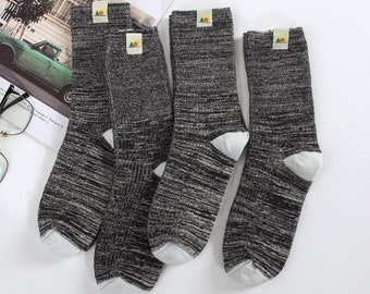 Hemp Socks with Organic Cotton Black Crew Socks set, 4 pairs diabetic socks, Ecofriendly hemp cotton dress socks, extra soft and comfortable