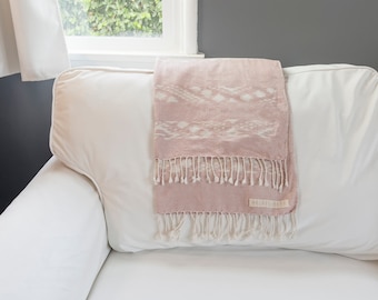 Special Hand-Woven Ikat Blanket in SOFT ROSE PINK Artisan-Made with Safe Plant Based Dyes for Dogs and Cats