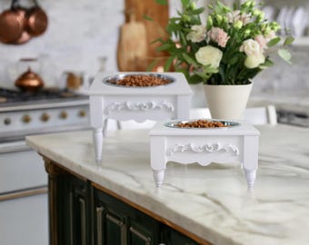 Scrollie Single Raised Feeder | Single Bowl Dog Feeder | Cat Single Feeder | Elevated Pet Feeder for Pets