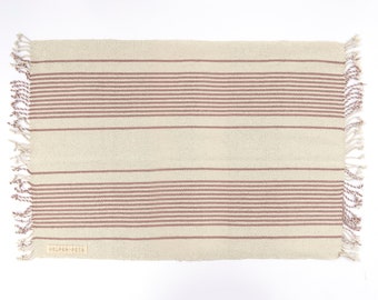 Tapis artisanal à rayures rose foncé, grand