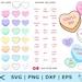 Candy Hearts SVG. PNG. Mix & Match! Cricut Cut Files, Silhouette, layered files. Valentine's Day, Conversation hearts, DXF, Instant Download 