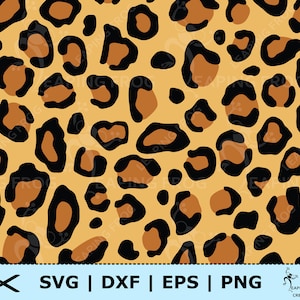 May include: A seamless pattern featuring a leopard print design. The background is a light orange color with black and brown spots.