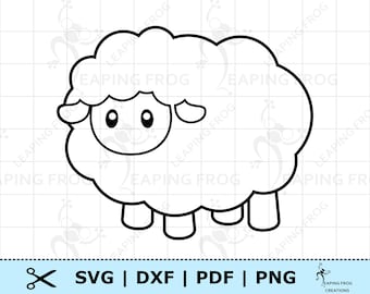 Cute Baby Sheep SVG PNG DXF pdf. Cricut Cut files, Silhouette. Lamb Coloring page svg. Outline svg. Stencil svg. clipart.