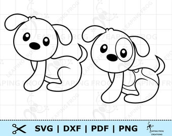 Cute Puppy Dog SVG, PNG, DXF. Cricut, Silhouette cut files. Puppy Digital download. Outline, Stencil, Coloring Page. Puppy svg. Puppy eps.