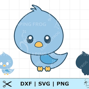 Süsser Vogel SVG PNG DXF. Ganzes Bild und Dateien mit Ebenen. Silhouette, Cricut cut Dateien. Blauer Vogel svg. Blauer Vogel png. Blauer Vogel dxf. Digital.