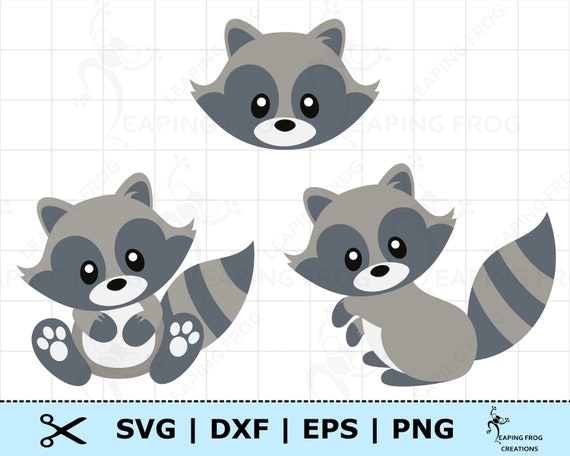 Raccoon SVG Set. Cricut cut files, Silhouette. Layered files. Raccoon set. Woodland Animal svg. Woodland Creatures svg. Raccoon png. dxf