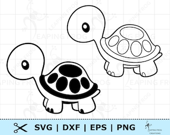 Cute Turtle SVG PNG DXF png. Cricut Cut files, Silhouette. Turtle Clipart. Stencil. Outline. Baby turtle Cartoon.