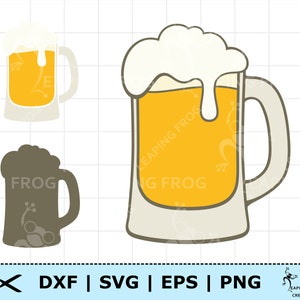 Chope de bière SVG. Coupe Cricut, fichiers superposés, silhouette et camée. Téléchargement instantané. Verre à boire, chope de bière png. dxf. eps. Alcool, bière.