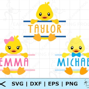 Rubber Ducky-monogram SVG. PNG. 3 versies! Cricut gesneden bestanden, gelaagde bestanden. Silhouet. Personaliseer, pas met naam aan. Meisje jongen, DXF, eps