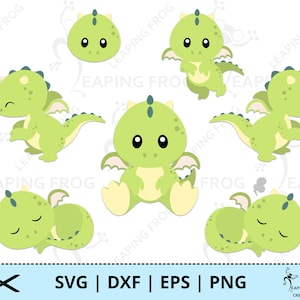 Draak-SVG. PNG. Cricut gesneden bestanden, gelaagd. Silhouetbestanden. Baby, schattige, magische dieren, vleugels, groen, kinderdagverblijf, verjaardag Instant download.