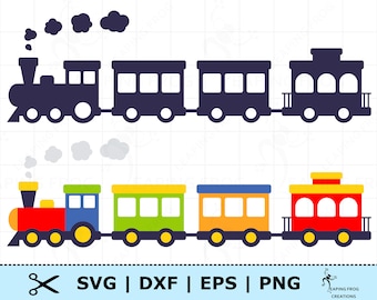 Treine SVG. Corte Cricut, arquivos em camadas, arquivos Silhouette. PNG, DXF, EPS. Clipart, vetor. Festa de aniversário, crianças, crianças. Berçário. Caboose.