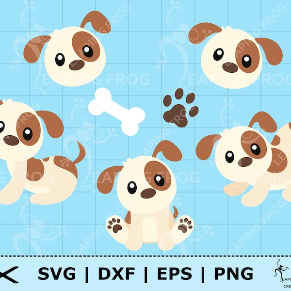 Cute Puppy SVG. Cricut cut files, layered files. Puppy set SVG. Puppy set DXF. Puppy set clipart. Brown dog svg. Dog clipart. Puppies svg.