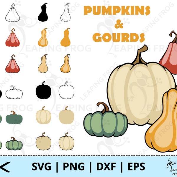 Pumpkins SVG. PNG. Gourds. 15 versions! Cricut cut files, layered. Silhouette. Sublimation. DXF, eps. Fall, Autumn, Instant download!