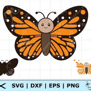 Schmetterling SVG. Monarchfalter SVG. Cricut cut Dateien / Silhouette. Geschichtet. png dxf. eps. Schmetterling Clipart. Cartoon Schmetterling herunterladen.