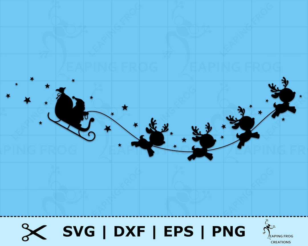 Santa's Sleigh SVG. PNG. Cricut Cut Files, Silhouette Files. Christmas ...