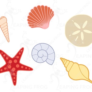 Seashells SVG. Cricut cut files. Layered files. Silhouette. DXF. PNG. eps. Digital download. Sea shells svg. Sea shells png. Beach svg. zdjęcie 2