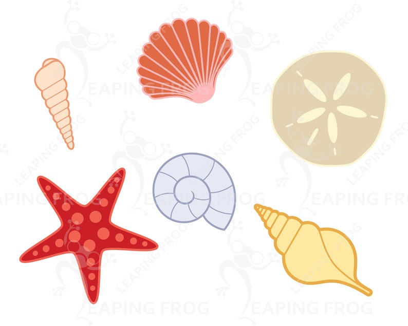 Seashells SVG. Cricut cut files. Layered files. Silhouette. DXF. PNG. eps. Digital download. Sea shells svg. Sea shells png. Beach svg. zdjęcie 2