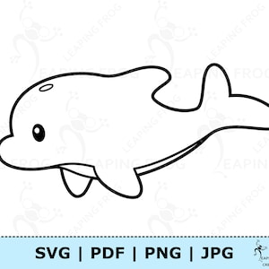 Niedliche Baby Delphin Malseite JPG PDF SVG png. Delfin jpg. Digitaler Download / Vektor. Schwarz-Weiß-Kontur. Ausmalbilder zum Ausdrucken