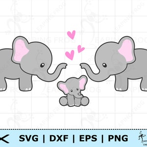 Família de elefantes SVG. Arquivos Cricut Cut, em camadas. Silhueta. PNGDXFeps. Pacote de elefante svg. Conjunto de elefante svg. Mamãe e bebê elefante.