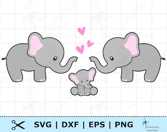 Elephant family SVG. Cricut Cut files, layered. Silhouette. PNG DXF eps. Elephant bundle svg. Elephant set svg. Mom and Baby Elephant.