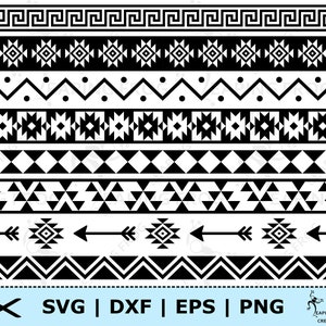 Motif aztèque SVG. PNG. 8 versions ! Sans couture ! Fichiers de coupe Cricut, fichiers Silhouette. Noir, blanc. DXF, eps. Numérique. Téléchargement instantané.