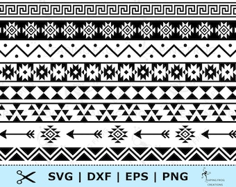 Aztec Pattern SVG. PNG. 8 versions! Seamless! Cricut cut files, Silhouette files.  Black, White. DXF, eps. Digital. Instant Download.
