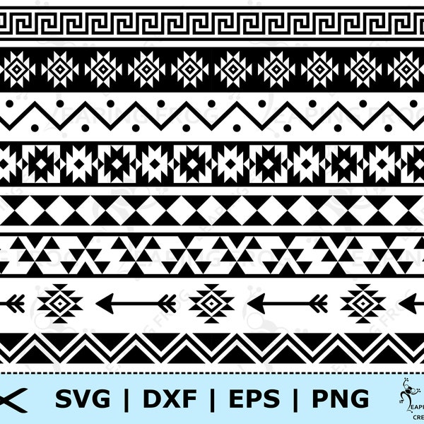 Aztec Pattern SVG. PNG. 8 versions! Seamless! Cricut cut files, Silhouette files.  Black, White. DXF, eps. Digital. Instant Download.