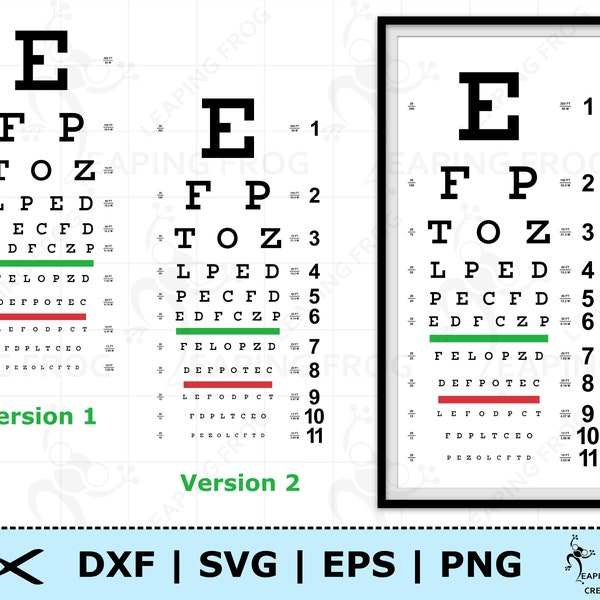 Eye Chart to Print. PNG, DXF, SVG, eps. Cricut cut files, Silhouette files included. Digital, Instant Download. Eye Test Chart for Office.