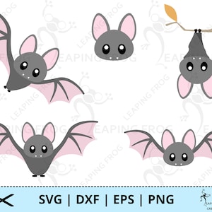 Nietoperze SVG. PNG. Halloween! Pliki Cricut Cut, warstwowe. Sylwetka. Pakiet, zestaw. Dziecko, słodkie, straszne, przerażające, zwierzęta DXF, eps. Natychmiastowe pobranie.