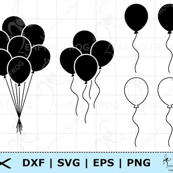 Balloons SVG. Balloons DXF. PNG. eps. Cricut cut files, Silhouette. Layered files. Digital download. Balloon set png. Balloon clipart svg