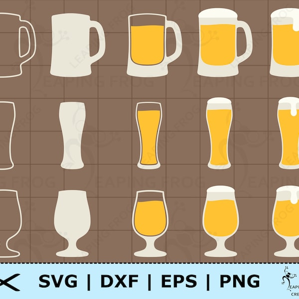 Beer Mugs SVG. Cricut cut, layered files, Silhouette, & Cameo. Instant Download. Set, Bundle. Beer stein png. dxf. eps. Alcohol, Ale.